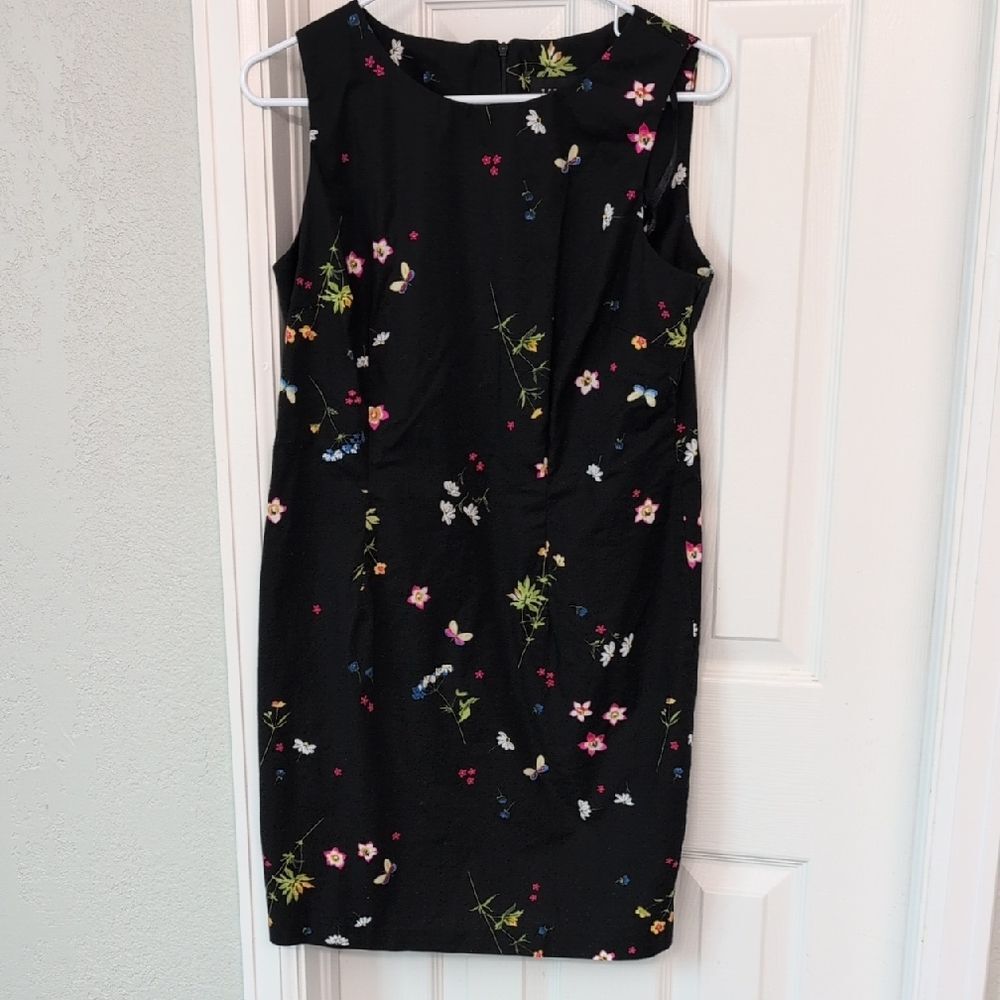 Teddi Black Midi Dress with Floral Accents